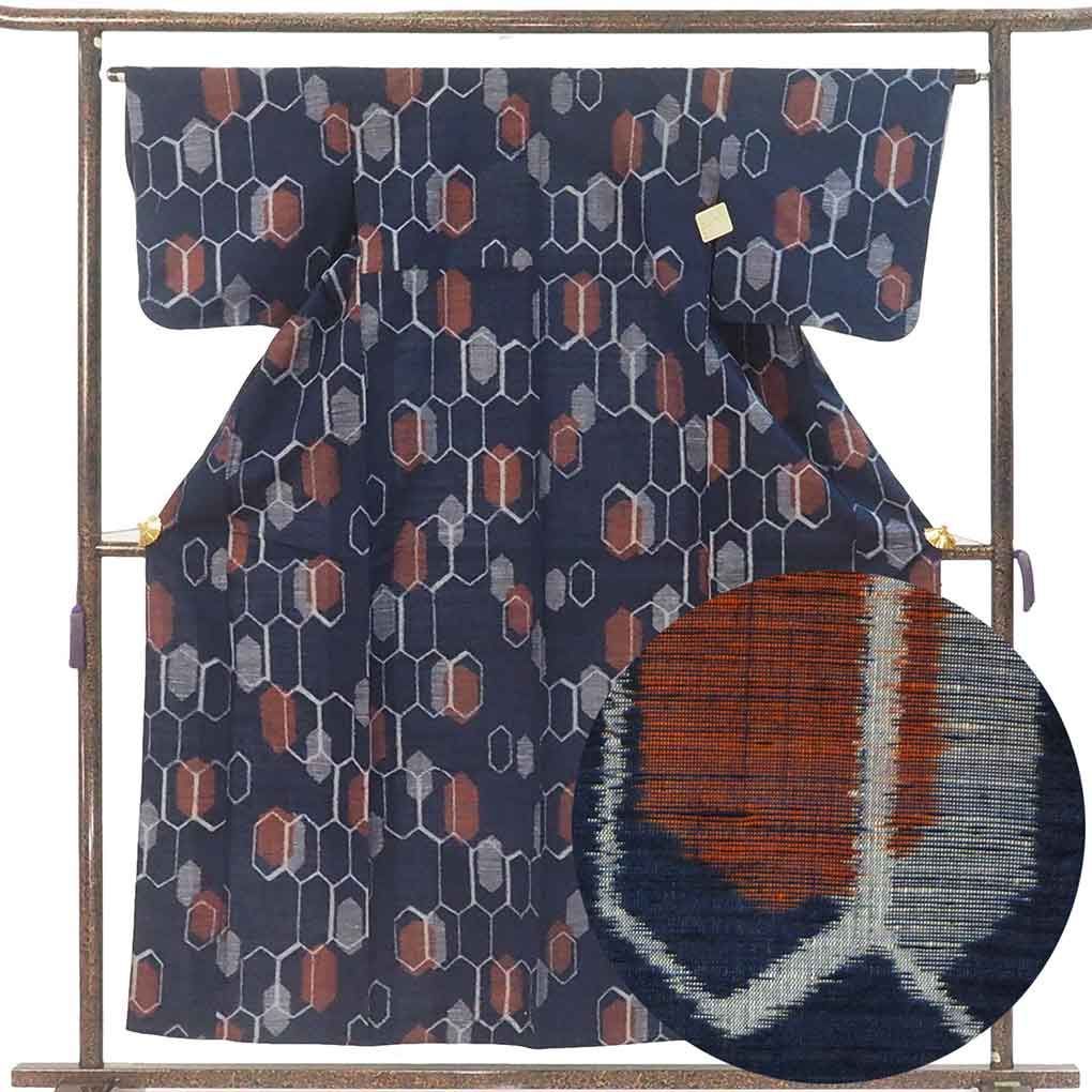 平和屋着物○本場大島紬 切嵌花唐草文 正絹 逸品 BAAI7091ev