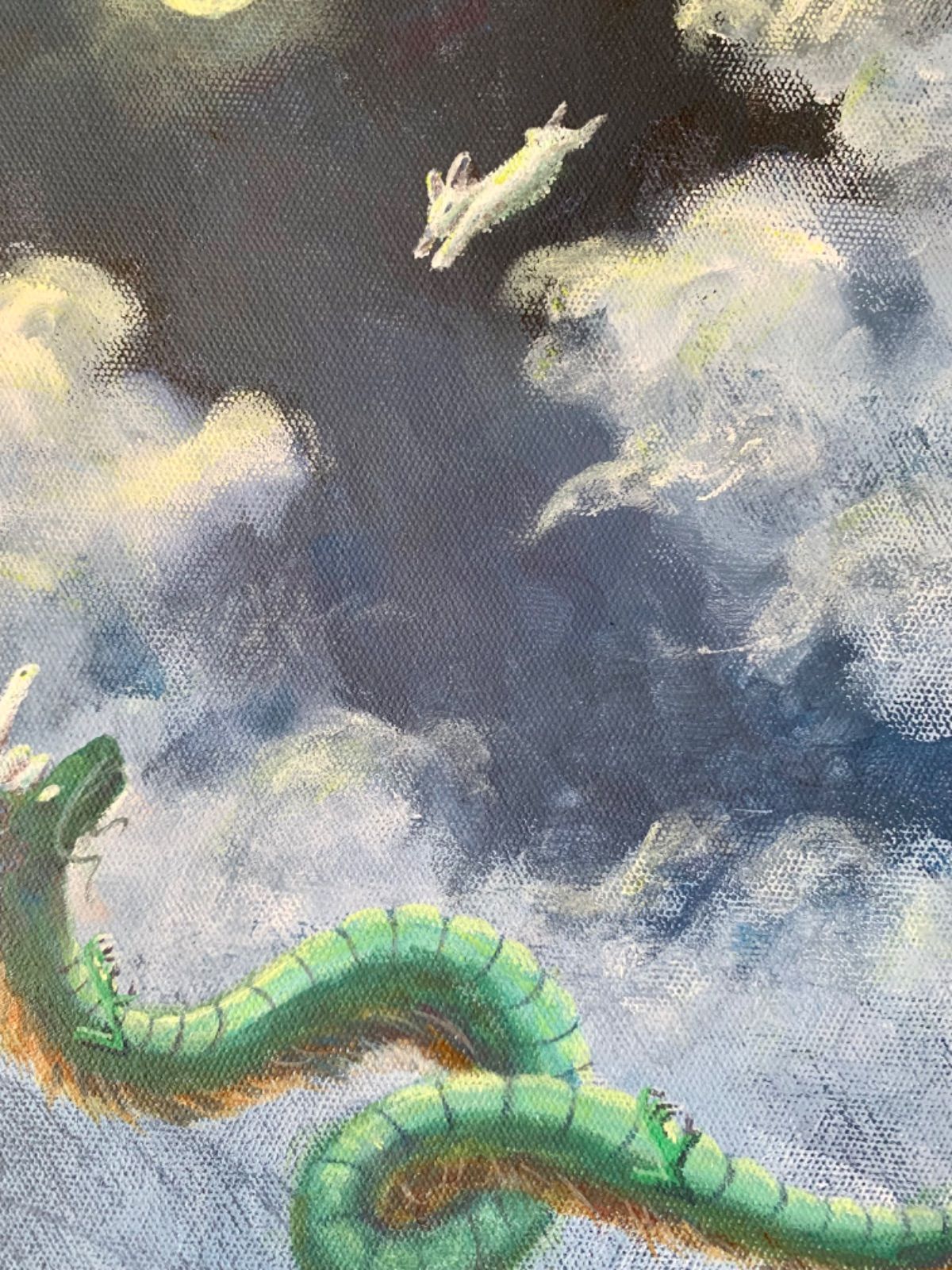 キャンバス絵画「三干支の戯れ・月夜I」 キャンバス絵画「三干支の戯れ・月夜I」