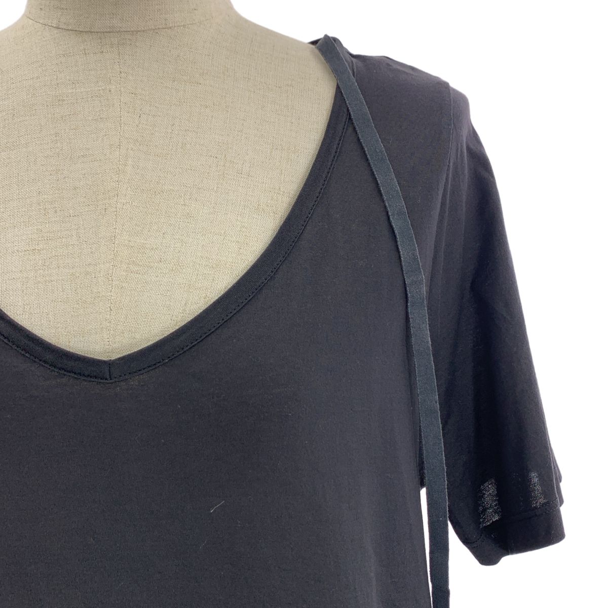 MM 6 Maison Martin Margiela エムエムシックスメゾンマルタンマルジェラ 2009 SS オーバーシルエット リボン スリーブ カットソー M チャコールブラック レディース