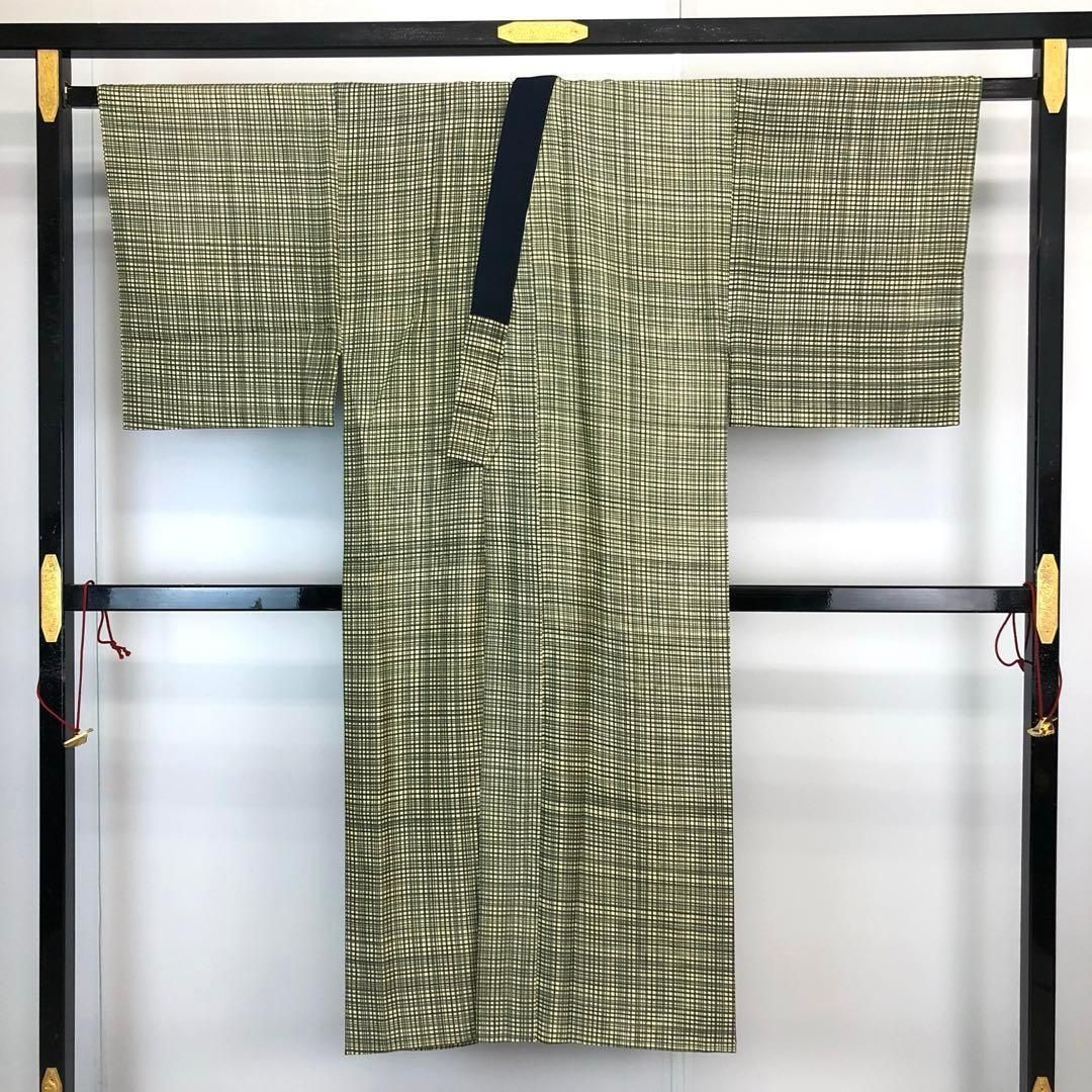 男襦袢 長襦袢 男物 格子模様 蒸栗色 しつけ糸 U-1502