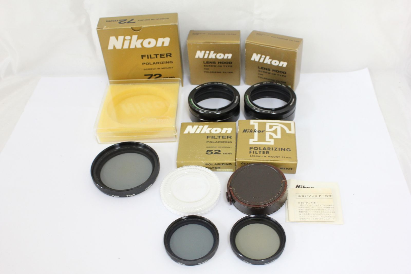 返品保証 ニコン Nikon Polarizing Filter 52mm×2個 72mm HN-12フード×2個 合計5つセット M5524