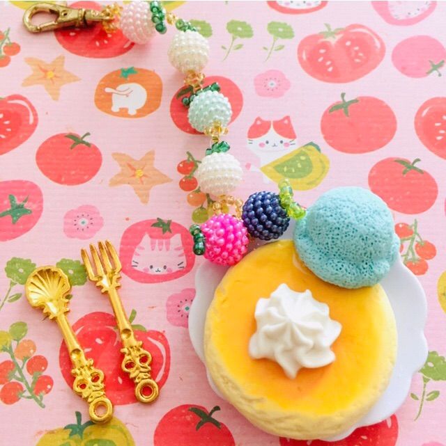 ソーダ パンケーキ 1点 ミニチュア フェイクスイーツ ビーズ