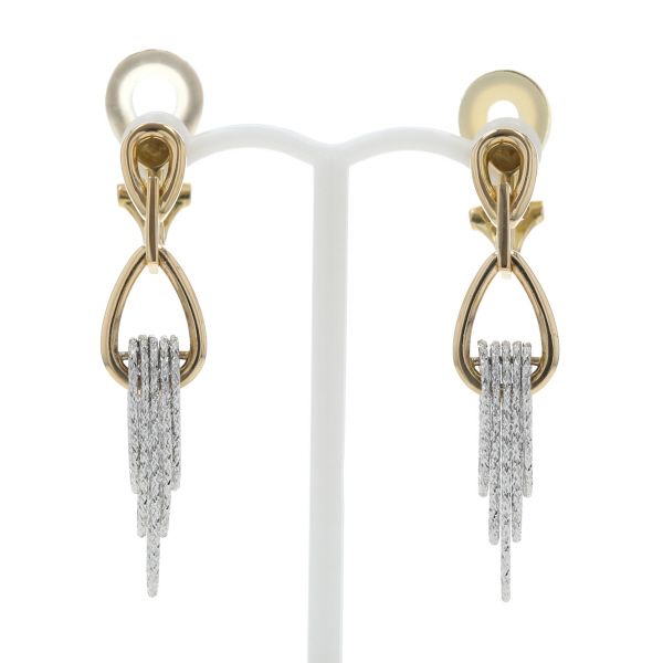 K18YG WG イエロー ホワイトゴールド イヤリング オーバル ペア