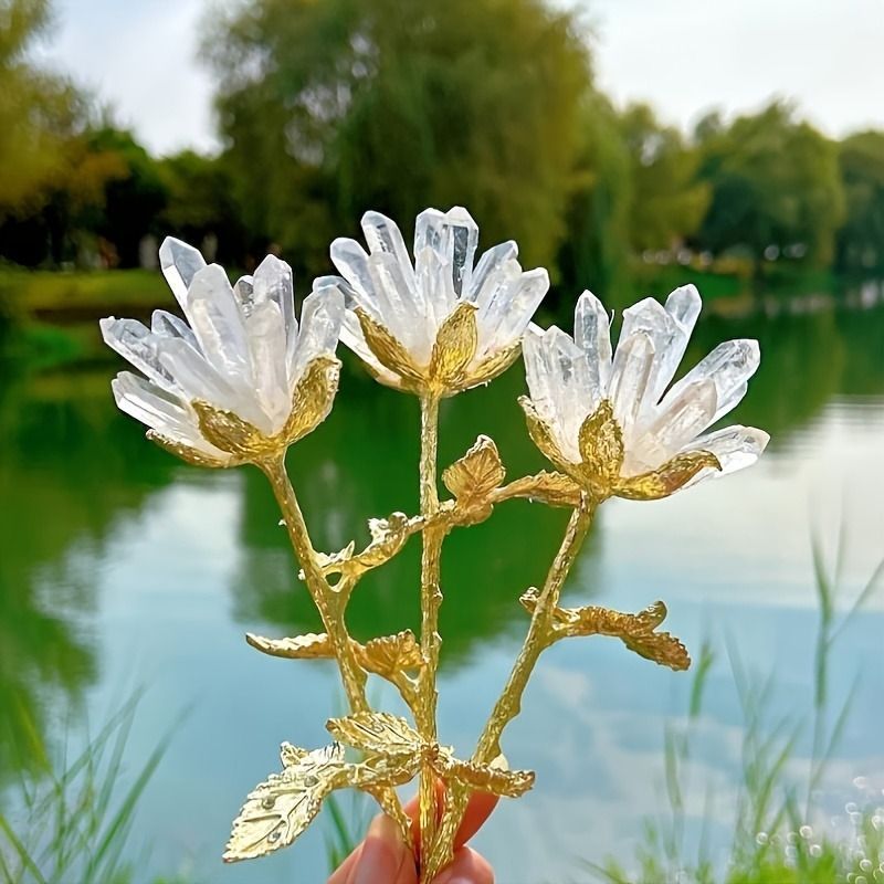 天然石 ホワイトクォーツ 造花 花 ストーン 石 パワーストーン 開運 運気アップ 厄除け 縁起物 幸運 財運 金運 安産祈願 無病息災 インテリア お洒落