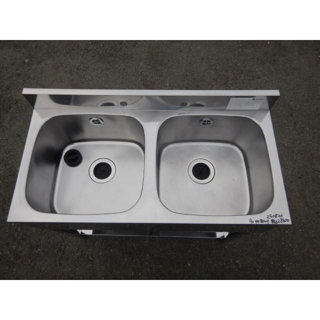 アズマ 業務用 ステンレス 2槽 シンク W900 D450 H800 90 mm 厨房 KP2-900 W90cm