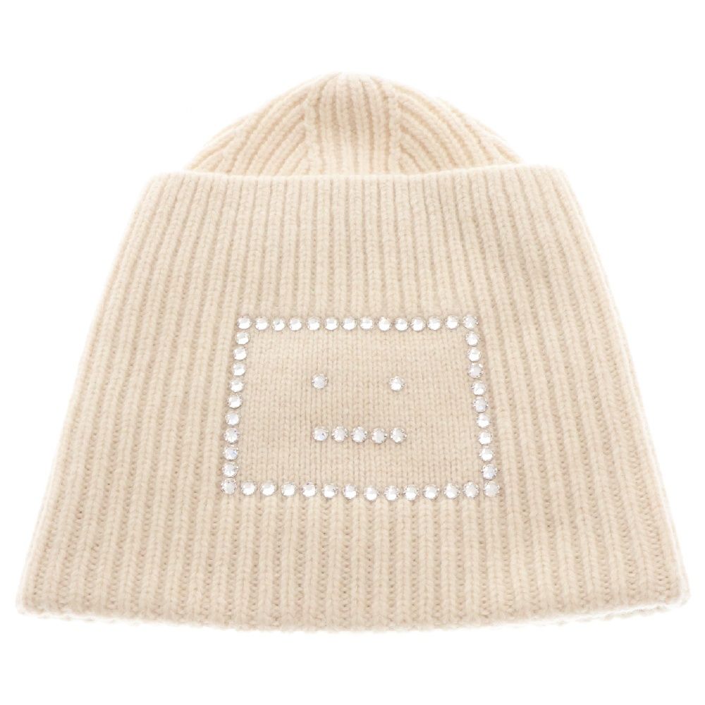 Acne Studios (アクネ ストゥディオズ) Embellished Face Square Beanie エンブリッシュ フェイススクエアビーニー キャップ 帽子 ホワイト