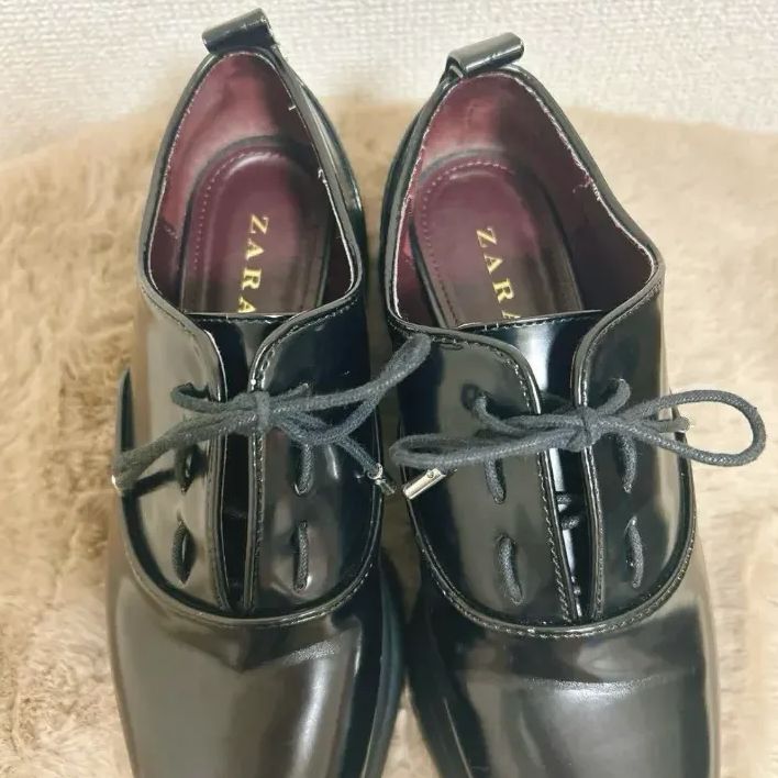 極美品 ZARATRF 厚底 レースアップ ローファーシューズ - メルカリ
