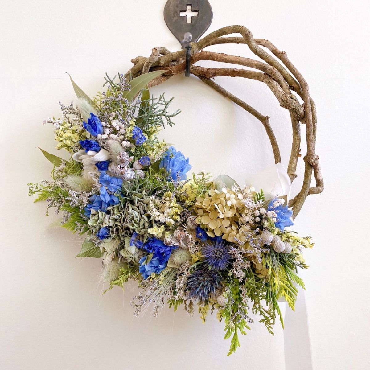 メルカリshops ドライフラワー 夏の涼やかリース Blue Green リースブーケにも