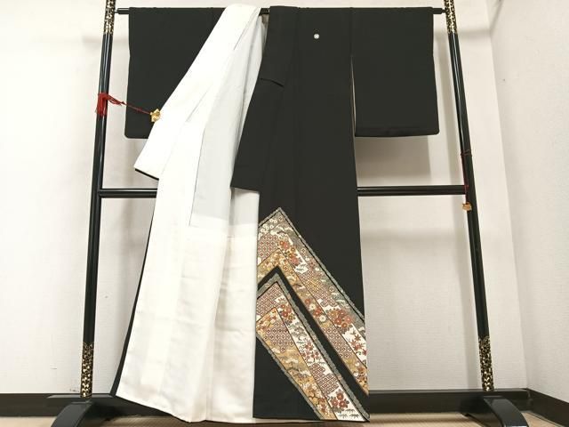 平和屋着物●豪華黒留袖 友禅 作家物 刺繍 松竹梅吉祥文 金彩 正絹 AABB6265ph