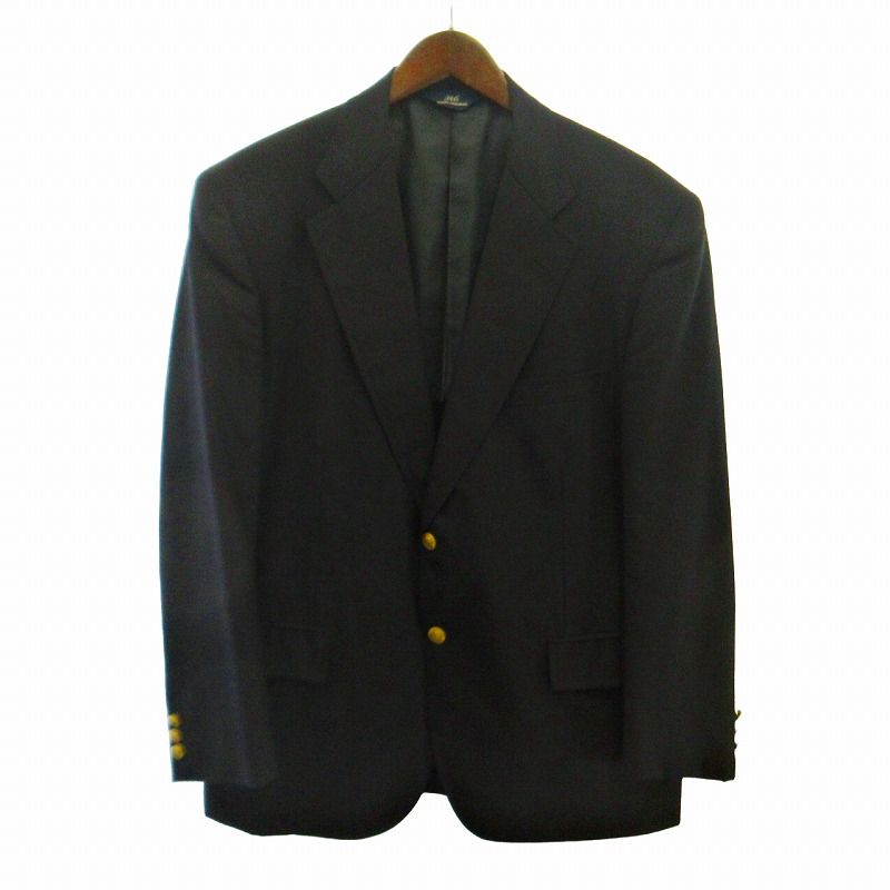 ブルックスブラザーズ BROOKS BROTHERS 346 金ボタン 紺ブレ ロゴ ジャケット ブレザー 2B センターベント 紺 ネイビー 40SHT 約L 19-11-8175