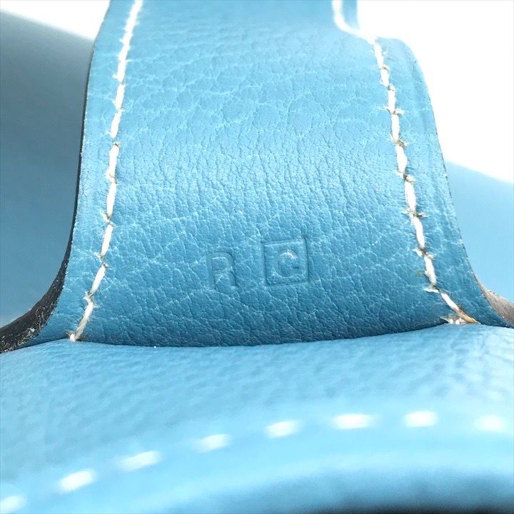 良品 HERMES エルメス ロデオドゥ レザー ショルダー バッグ ブルー