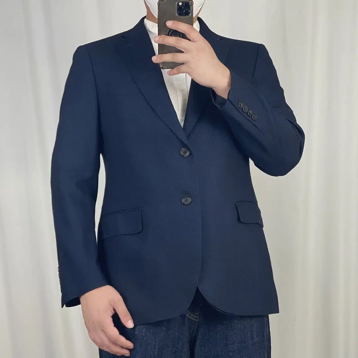 【雷市場（ポンジャン）商品韓国直送】 DAKS(ダックス) ネイビー ウール カシミア ブレザー ジャケット 100 240924