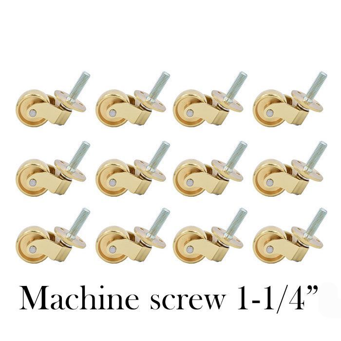 12個セットブラス（真鍮)キャスター 1-1/4” マシンスクリュー（機械ネジ） 12個セットブラス（真鍮)キャスター 1-1/4” マシンスクリュー（機械
