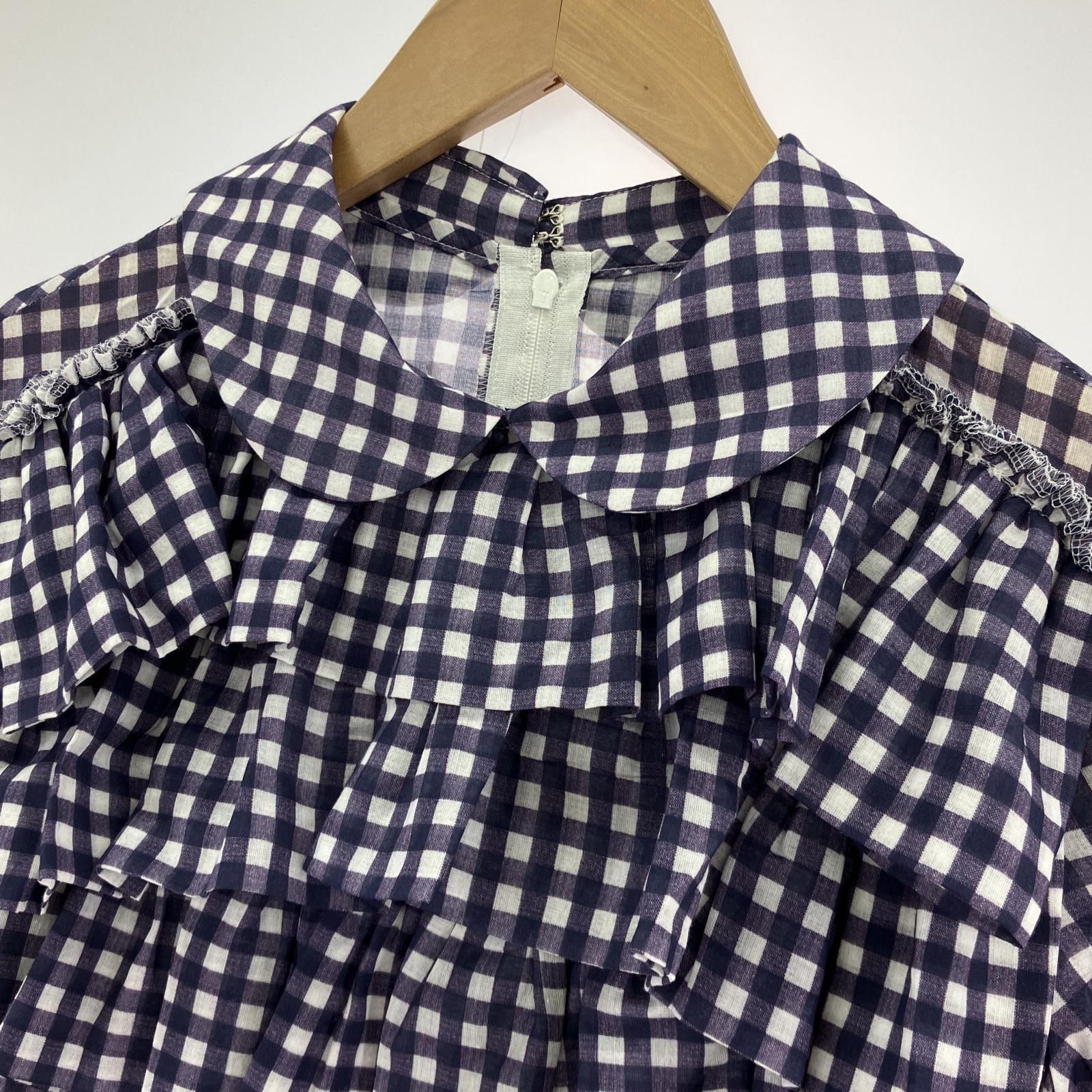 COMME des GARCONS 22SS ギンガムチェックワンピース S ブルー