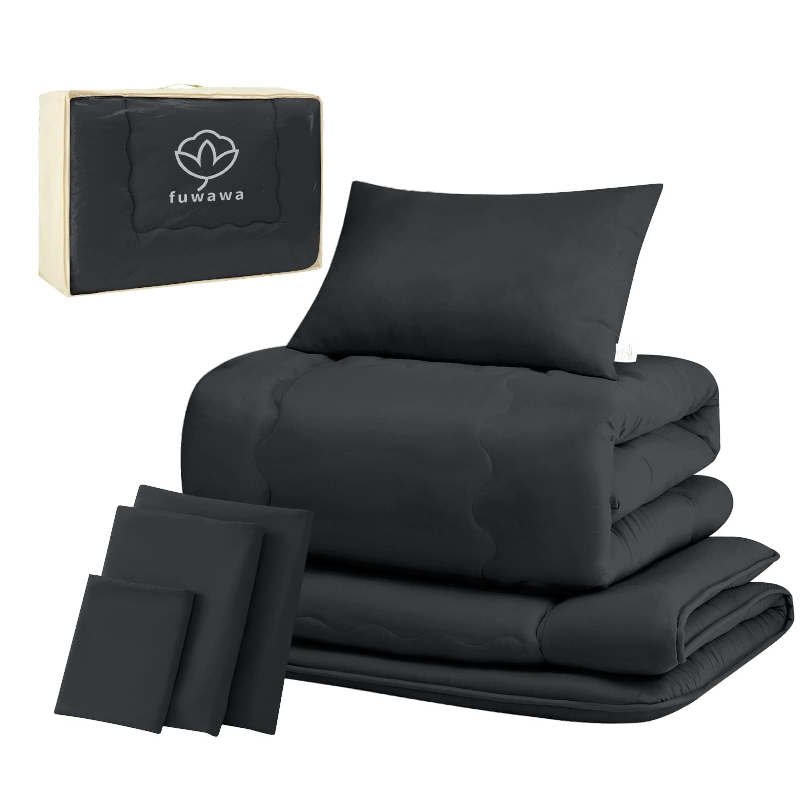 シングル 布団7点セット 布団セット SEK認証 防臭 寝具セット ボリューム増量 中綿1.6kg 掛け布団 高密度固綿入り三層 敷布団 枕 洗える fuwawa 布団カバー3点 来客用布団セット 収納ケース付き 組布団 ホコリが出にくい ふとんセット