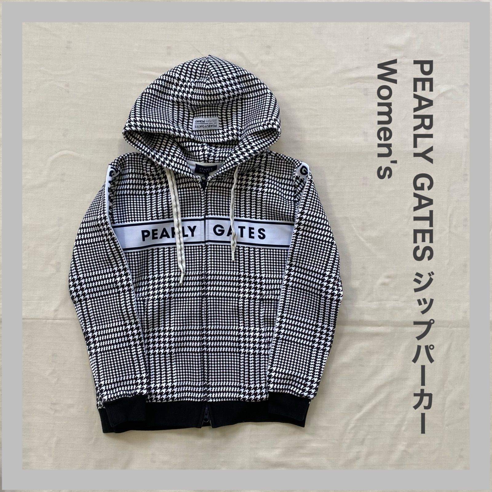 PEARLY GATES パーリーゲイツ GOLF ゴルフ パーカー トレーナー フーディー ジップパーカー 千鳥柄 ゴルフウェア 秋物 レディース 0