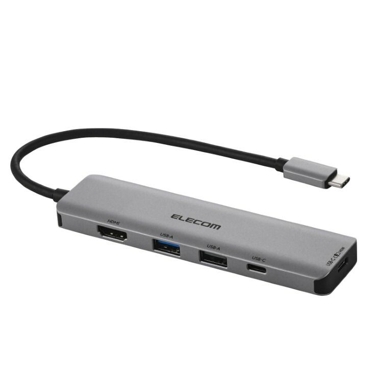 エレコム USB Type-C ドッキングステーション 5-in-1 4K HDMI PD充電 MacBook Pro | Air などPC対応 シルバー DST-050BP1SV ５営業日以内発送 佐川急便にて発送