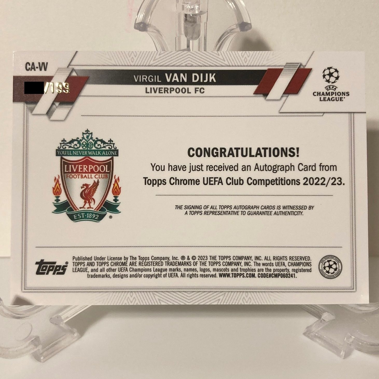 フィルジル・ファン・ダイク 直筆サイン 限定199枚 2022-23