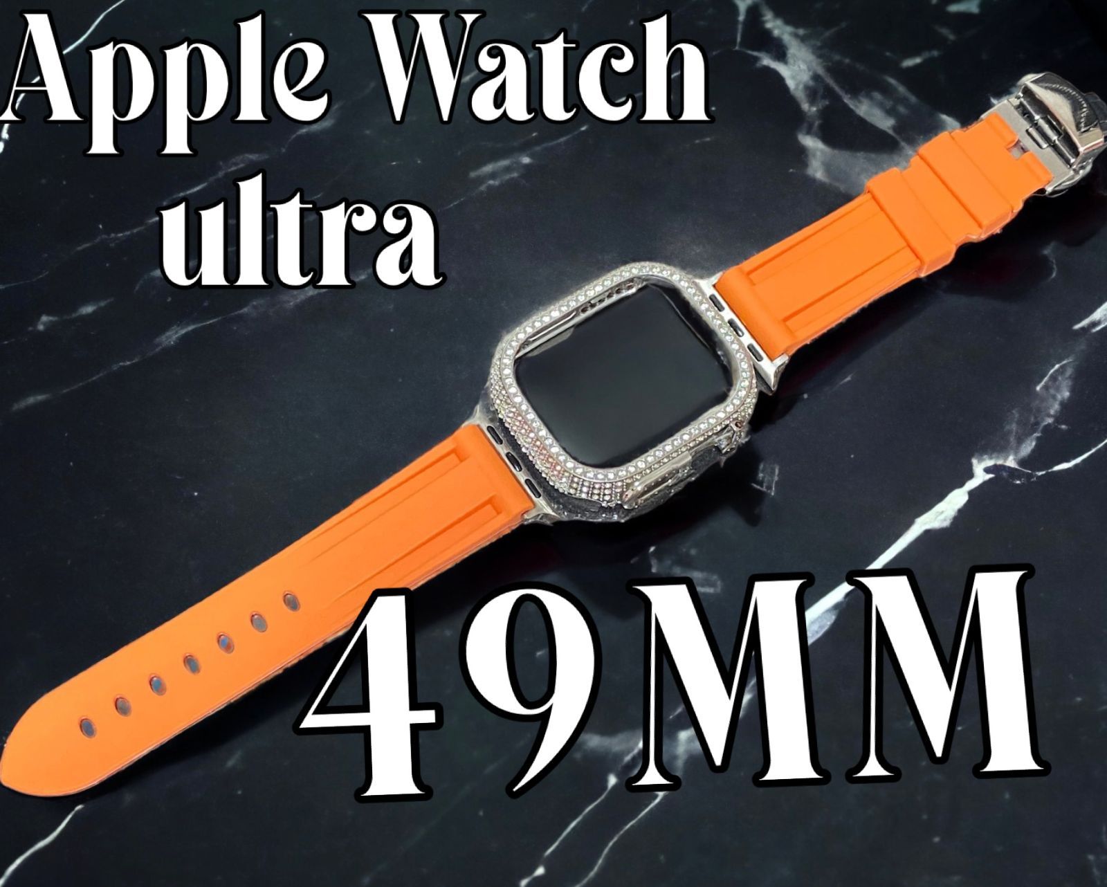 シルバー オレンジ ultra用 49mm アップルウォッチ ケースカバーApple Watch. Dラバーベルト ラバーバンド キラキラカバー ケース  メルカリShops