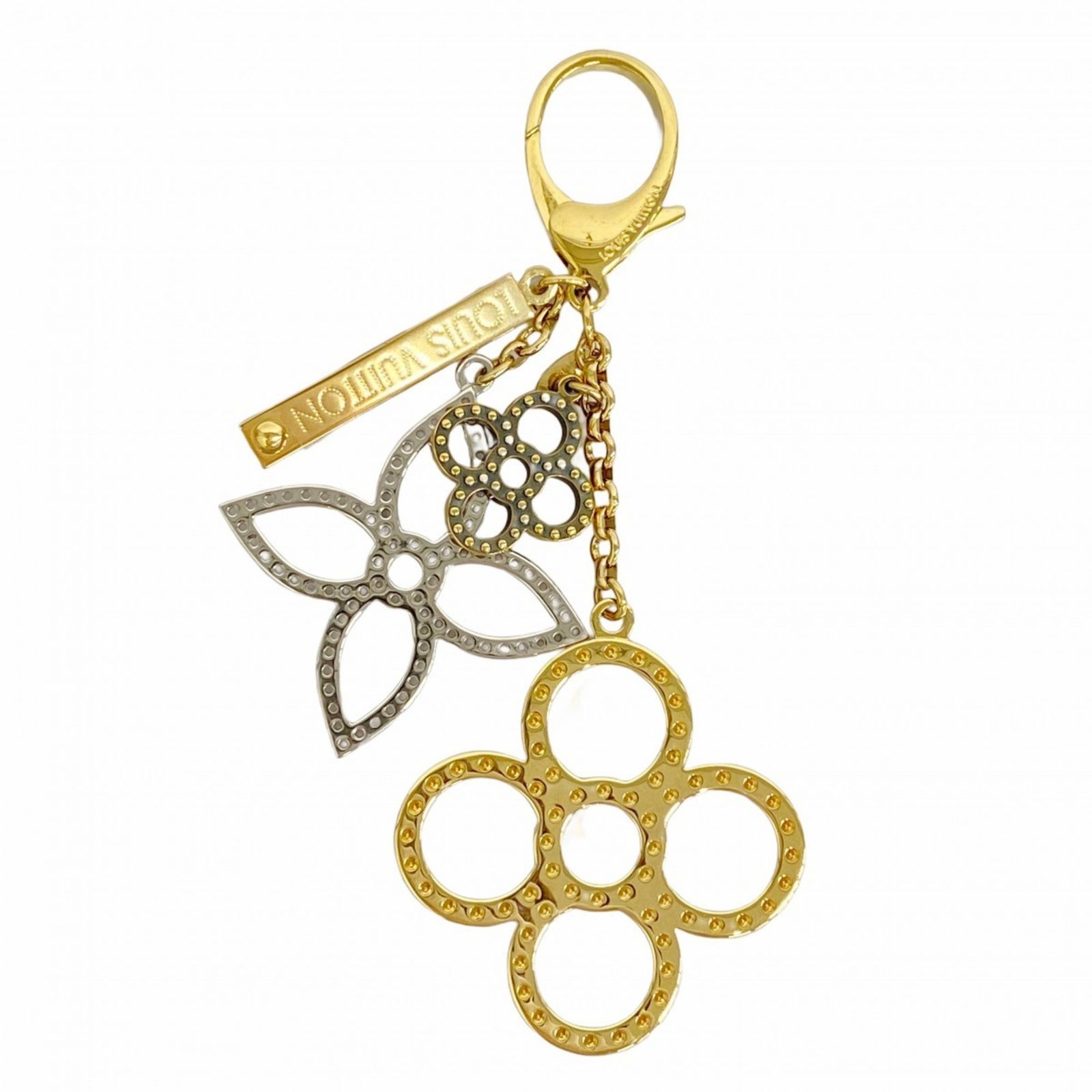 ルイ ヴィトン Louis Vuitton ルイ ヴィトン キーホルダー モノグラム フラワー ビジューサック タパージュ M65090 ゴールド シルバーレディース