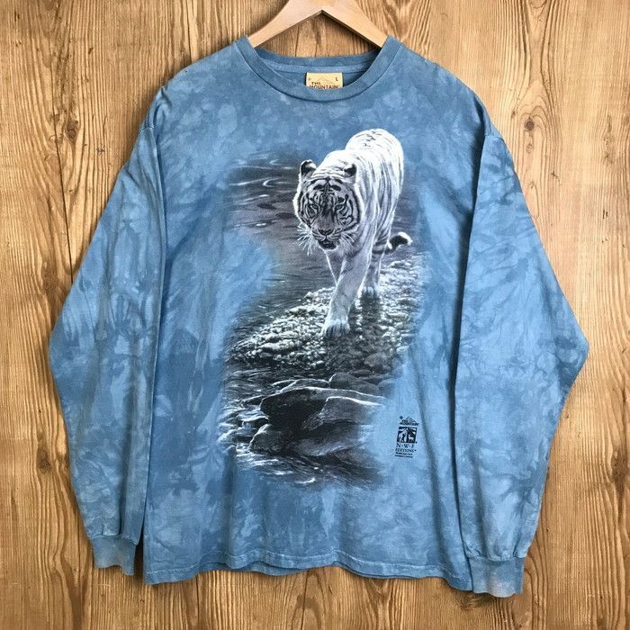 USA製 90s THE MOUNTAIN アニマルプリント タイダイ染め ロンT サイズ メンズ L 90年代 古着 s25013127