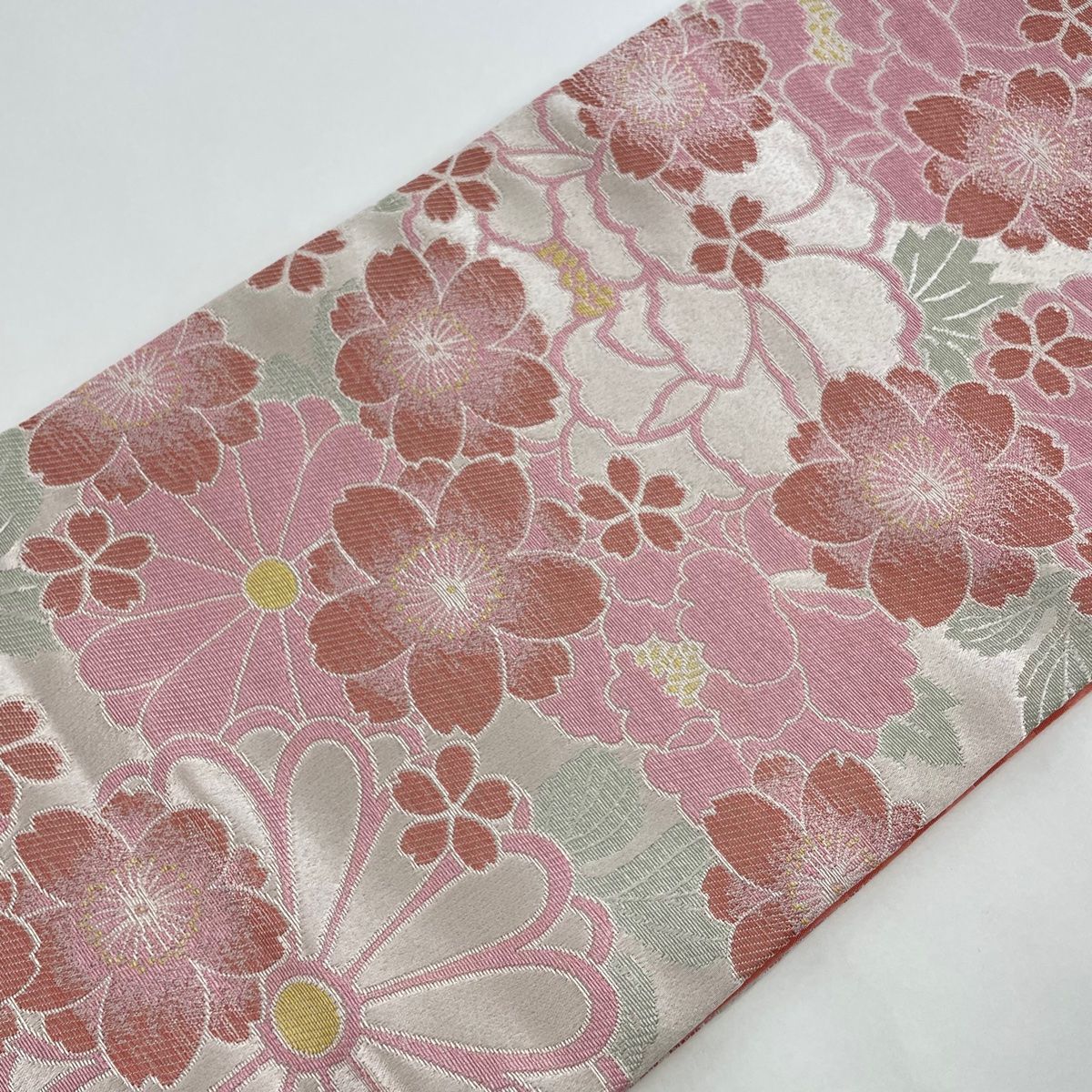袋帯 優品 桜 菊 ピンク 全通 化繊 【中古】 - メルカリ