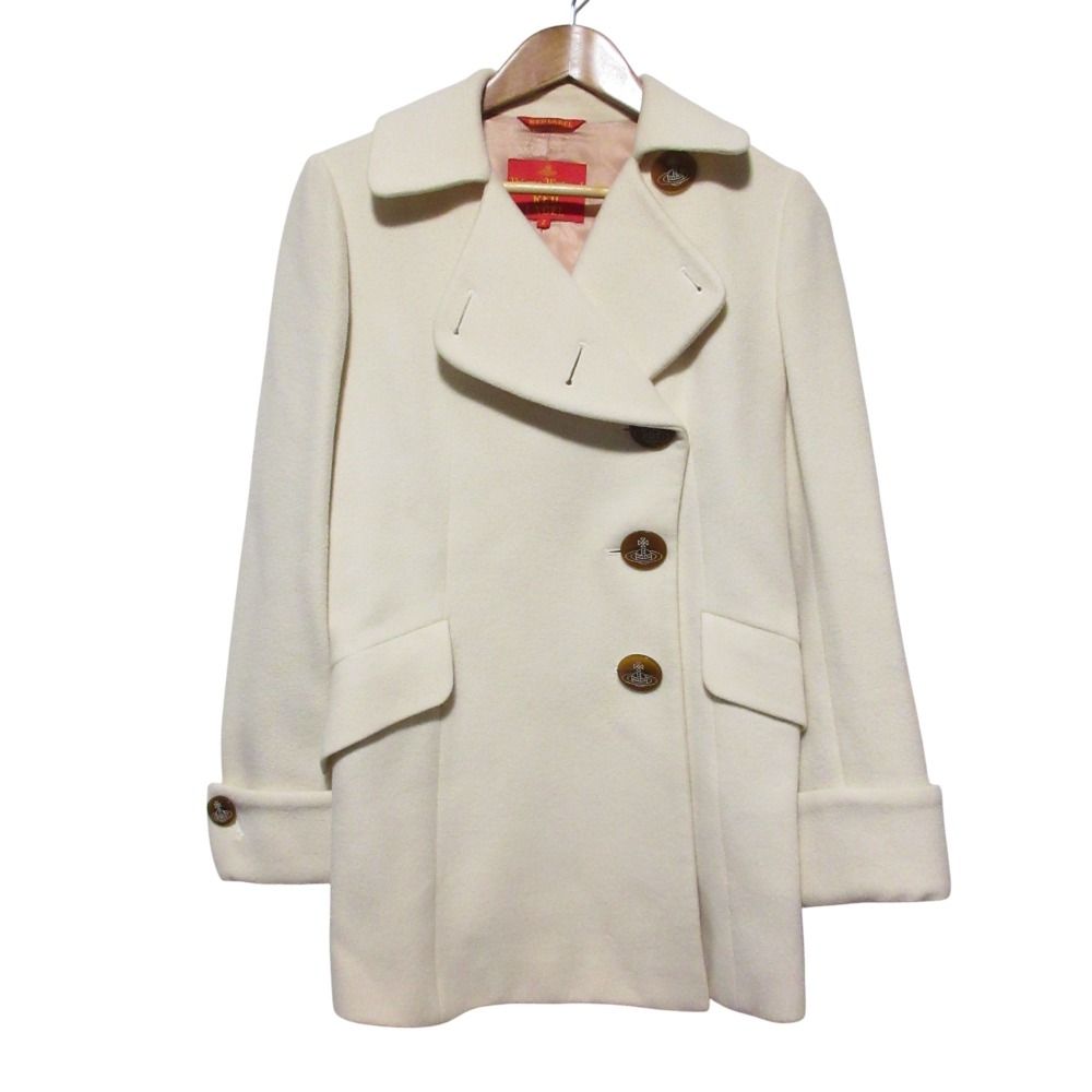 Vivienne Westwood red label ヴィヴィアンウエストウッド レッドレーベル ウールパシュミナブレンド コート 2 アイボリー レディース 古着