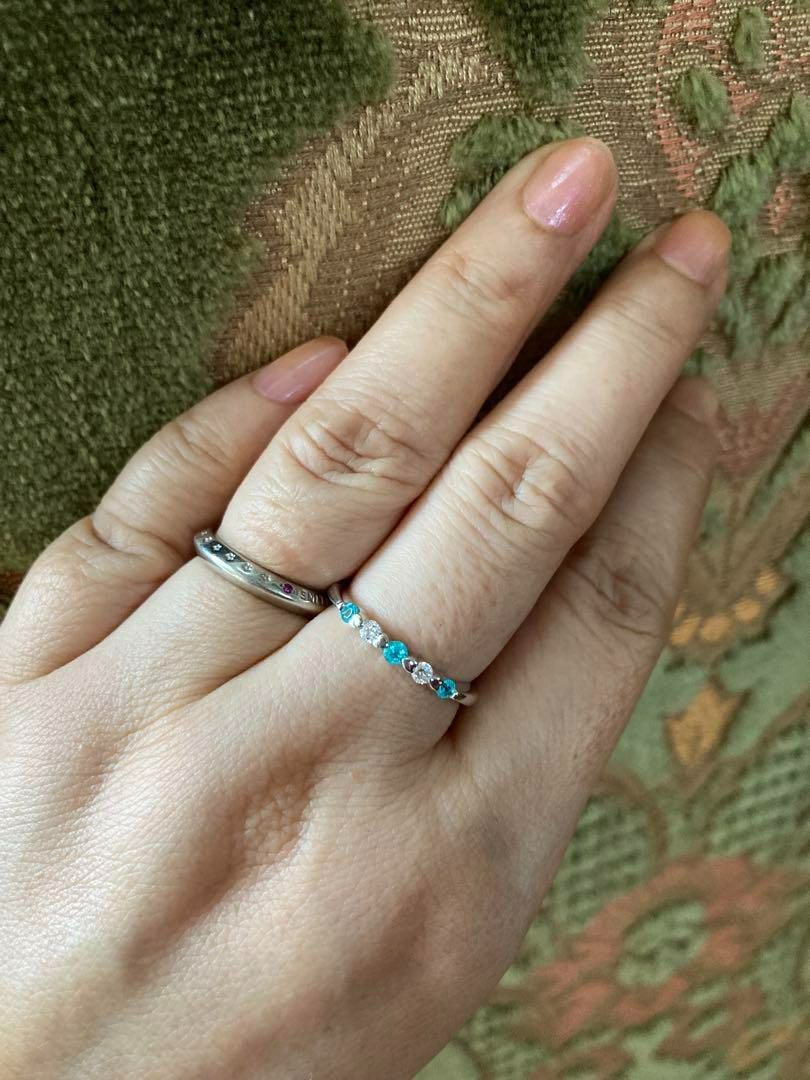 k18WG ネオンブルーパライバトルマリン　銅2.6 ％ ハート留め　ダイヤ指輪 k18WG ネオンブルー パライバトルマリン 銅2.6％ ハートモチーフ留め