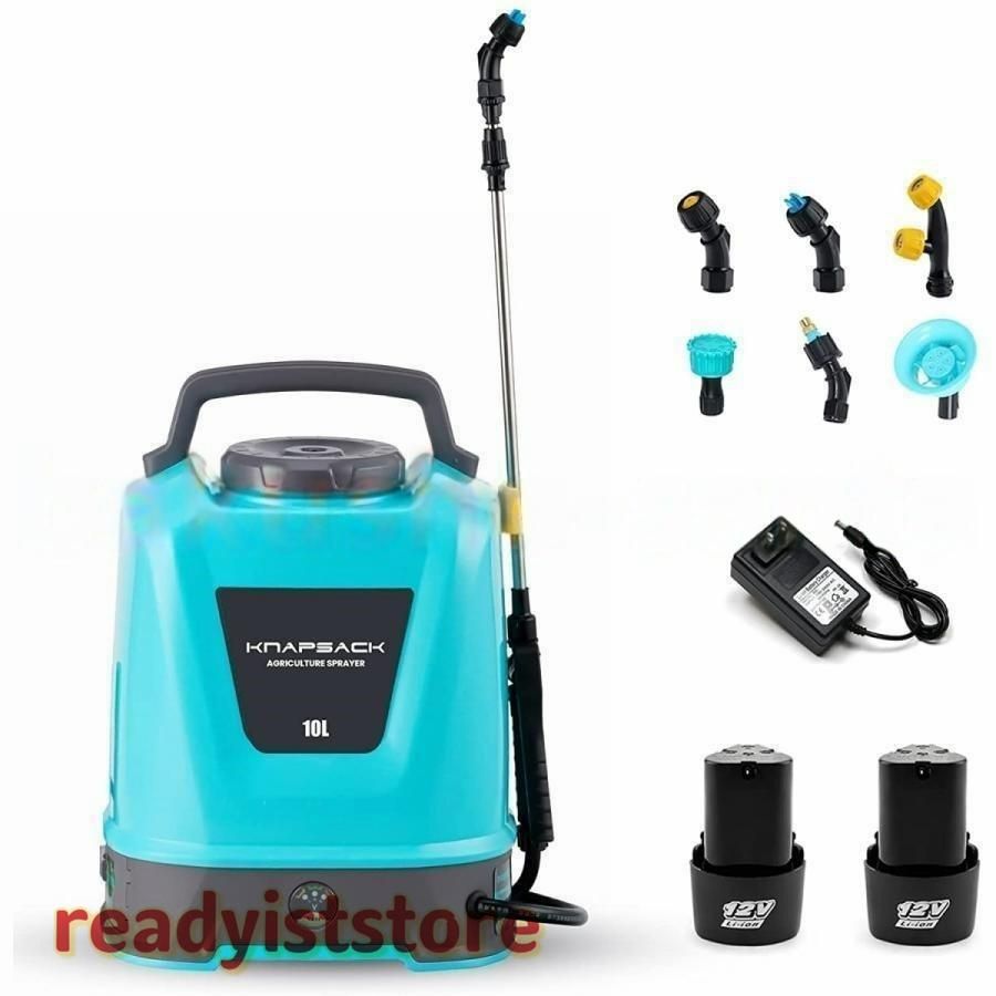 噴霧器 電動 充電式 自動噴霧器 5L/10L 大容量タンク 2600mAhバッテリー コードレス 12V 背負い式 圧力調整 連続自動噴霧 軽量 低騒音 園芸 水やり 芝生 肥料 庭 電動ガーデン噴霧器、10L農業用リチウム電池充電式高圧噴霧器 噴霧器