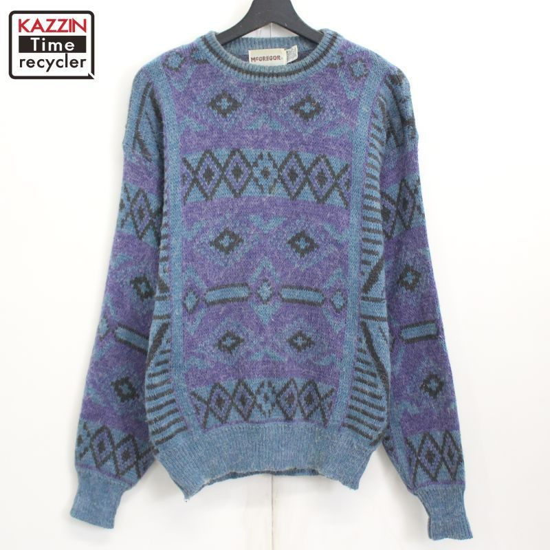 M cGREGOR 80sヴィンテージセーター バーズアイ　Mサイズ 80s vintage McGregor ネイティブ柄 ニットセーター メンズ 表記M