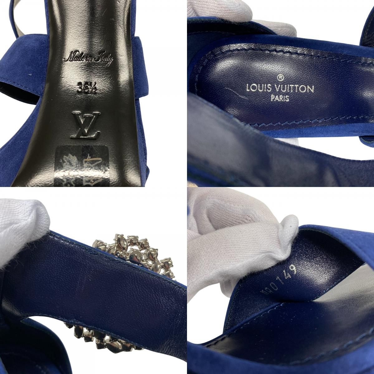 LOUIS VUITTON ルイヴィトン 22.5 19年 ビジュー サンダル ブルー  