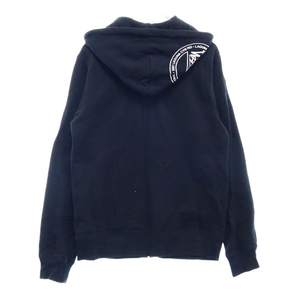 STUSSY ブラック ロゴ刺繍ジップアップパーカー STUSSY (ステューシー) ロゴ刺繍ジップアップパーカー
