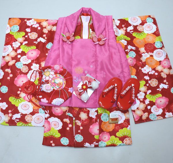 七五三 3歳 3才 三歳 三才 女児 女の子 被布 着物フルセット 百花繚乱