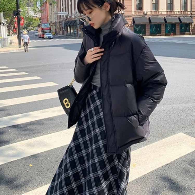 マタニティ スカート 裏起毛 チェック柄 アジャスター付き ロング丈 