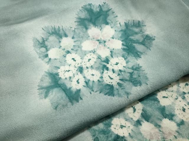 平和屋着物▽上質な小紋 単衣 舞花文 暈し染め 正絹 逸品