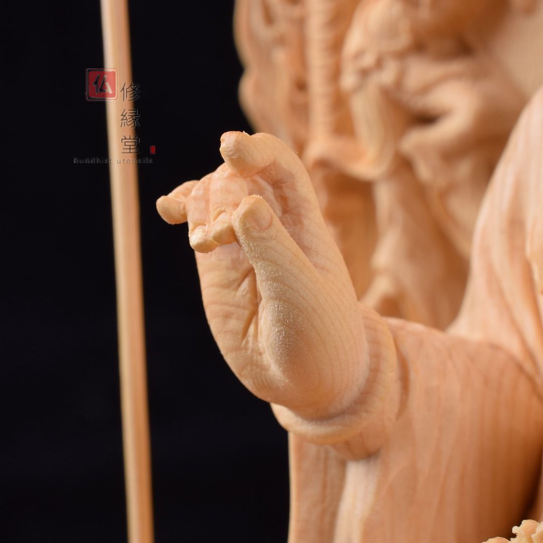 修縁堂】最高級 木彫仏像 地蔵王菩薩座像 彫刻 一刀彫 天然木檜材 仏教 