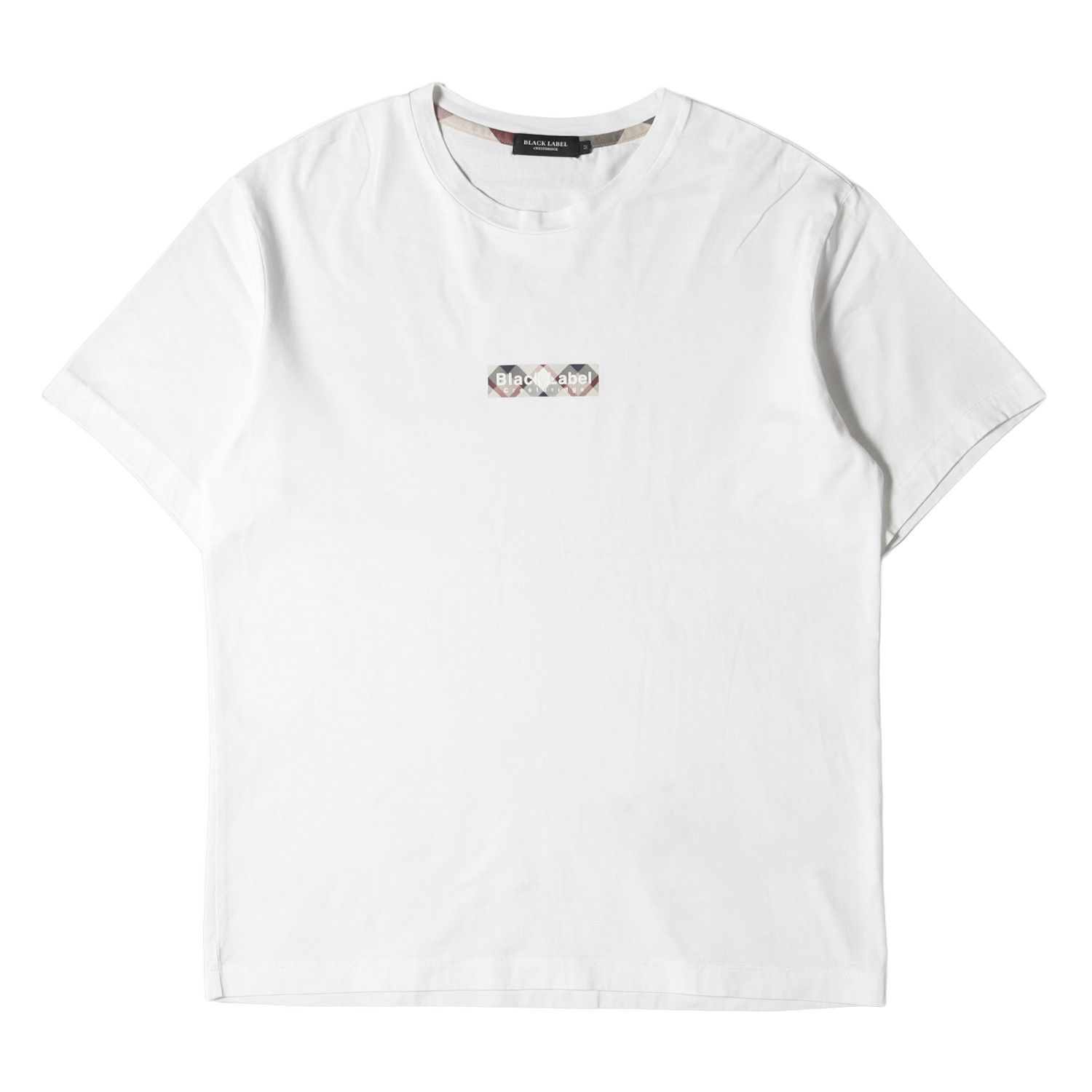 BLACK LABEL CRESTBRIDGE ブラック レーベル クレストブリッジ Tシャツ サイズ:M チェック ボックスロゴ クルーネック 半袖 Tシャツ 51P11-401-02 BOX LOGO ホワイト 白 トップス カットソー ブランド