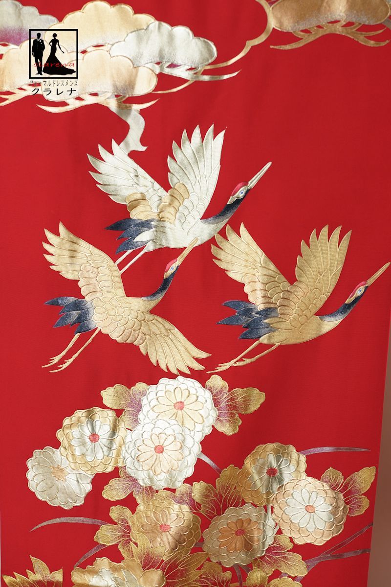 フォーマル衣装》 京都本手描友禅作家 秋山章作品 赤 ゴールド 正絹 色  