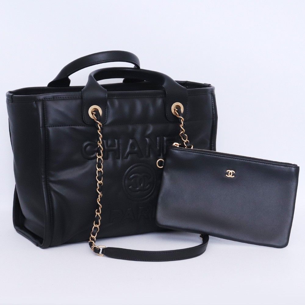 Chanel 25 ドーヴィルバッグBlackトートショルダー AS3257 未使用 シャネル ドーヴィル ショッピング バッグ AS3257 CHANEL