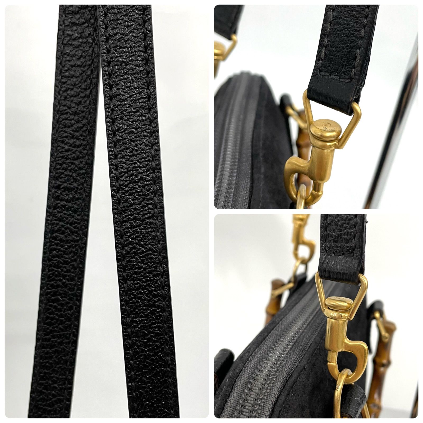 GUCCI グッチ バンブー スエード ショルダーバッグ ハンドバッグ 2Way