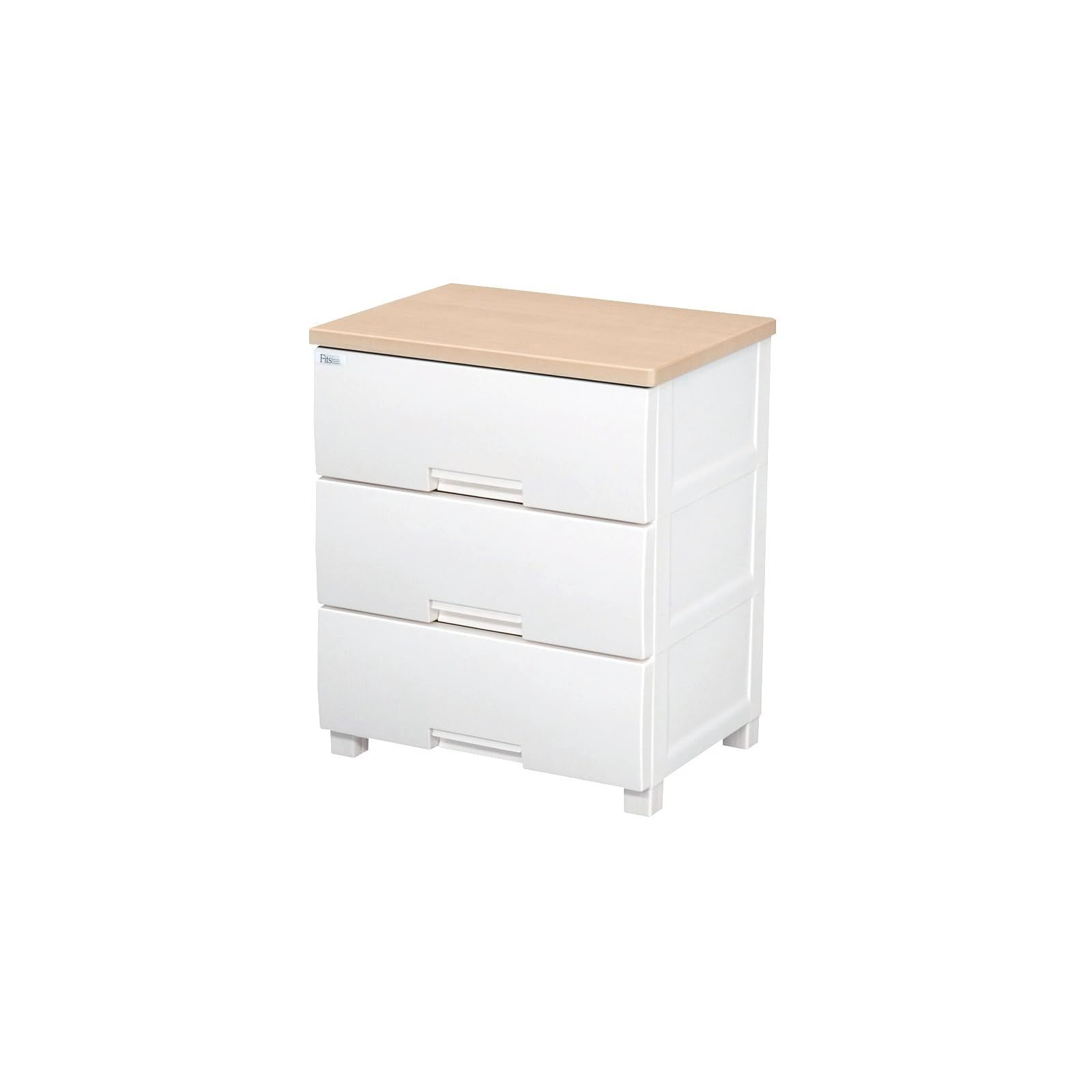 プラスチック 衣装ケース 収納ケース 組立不要 タンス インテリアに合うリビングチェスト 色 木製天板 脚付き スムーズな引出し メープル 引出しロック付きで抜け落ちを防ぐ 特許取得済 サイズ 3段 フィッツプラス 完成品 F5503 日本製 サイ