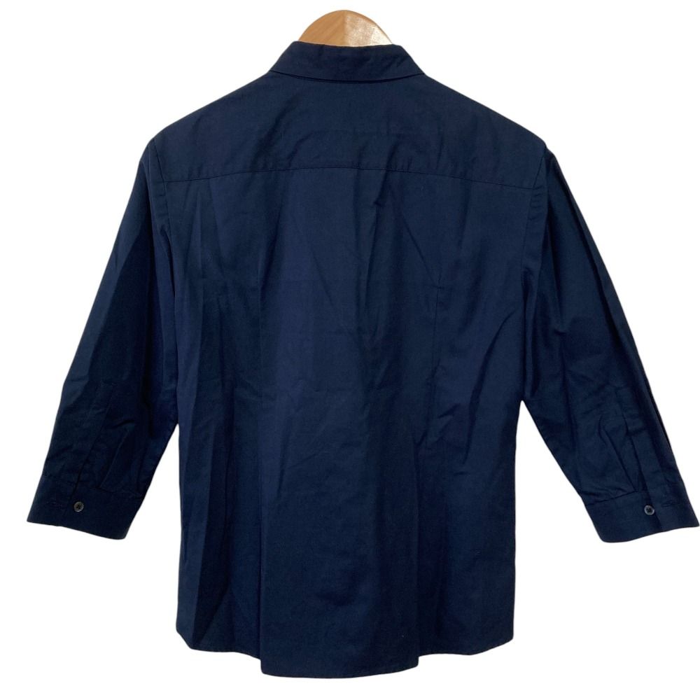 美品 PRADA プラダ 七分袖 シャツ ブラウス I42 ネイビー レディース