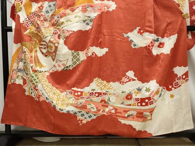 平和屋着物□豪華振袖 駒刺繍 束ね熨斗花文 金彩 正絹 逸品