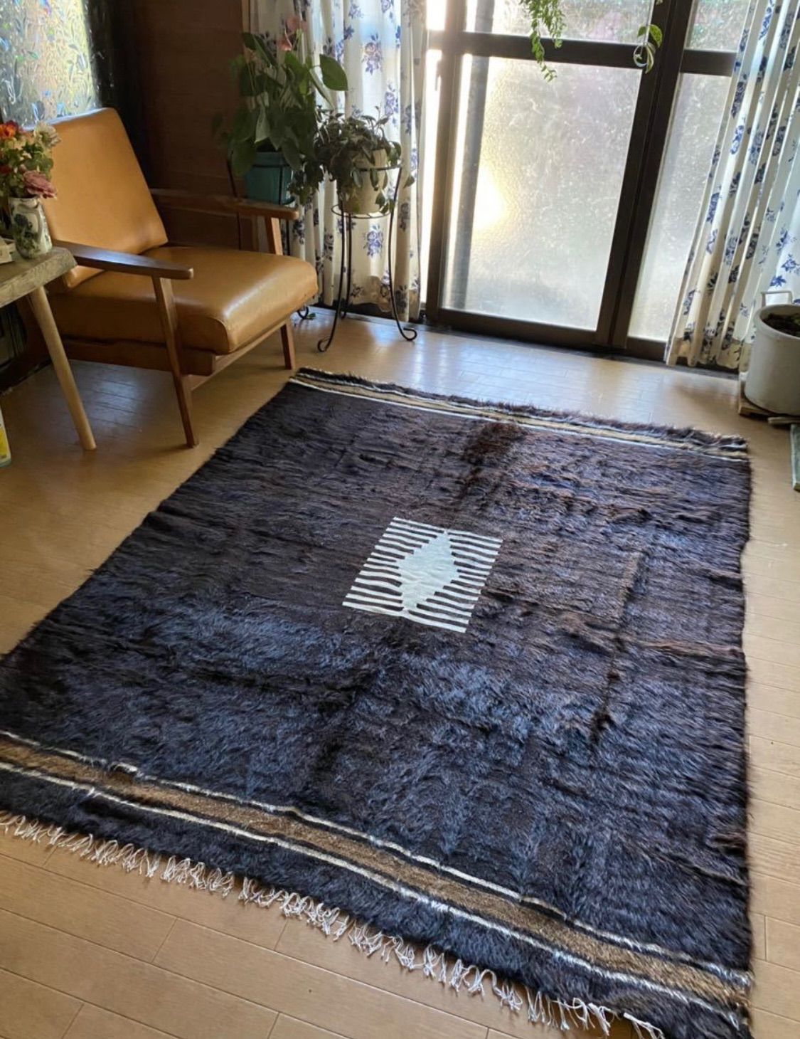 オールド　シイルトバッタニエ アンティークシイルトバッタニイェ大判139×176/茶と黒の