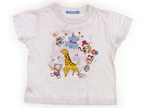 ファミリア familiar Tシャツ・カットソー 100 男の子 白、動物柄 子供服 ベビー服 キッズ（1021743）