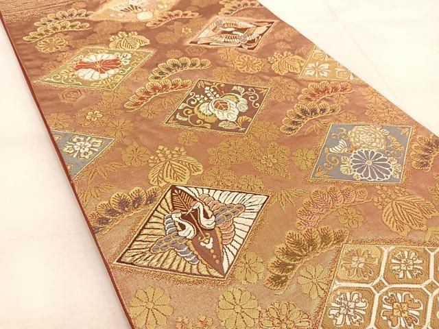 平和屋着物◎六通柄袋帯 唐織 吉祥綴織 吉祥動物花文 金銀糸