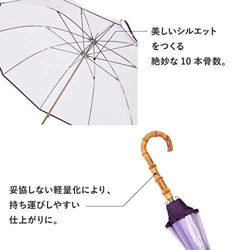 チョコレート Waterfront 長傘 雨傘 umbulatio 10Kクリアライト パイピングカラーチョコレート 60cm  キレイな弧を描く10本骨 グラスファイバー レディース U160-0808BR1-B2