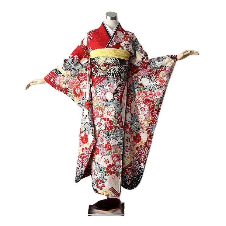 振袖 身長161-176cm 赤 re-002