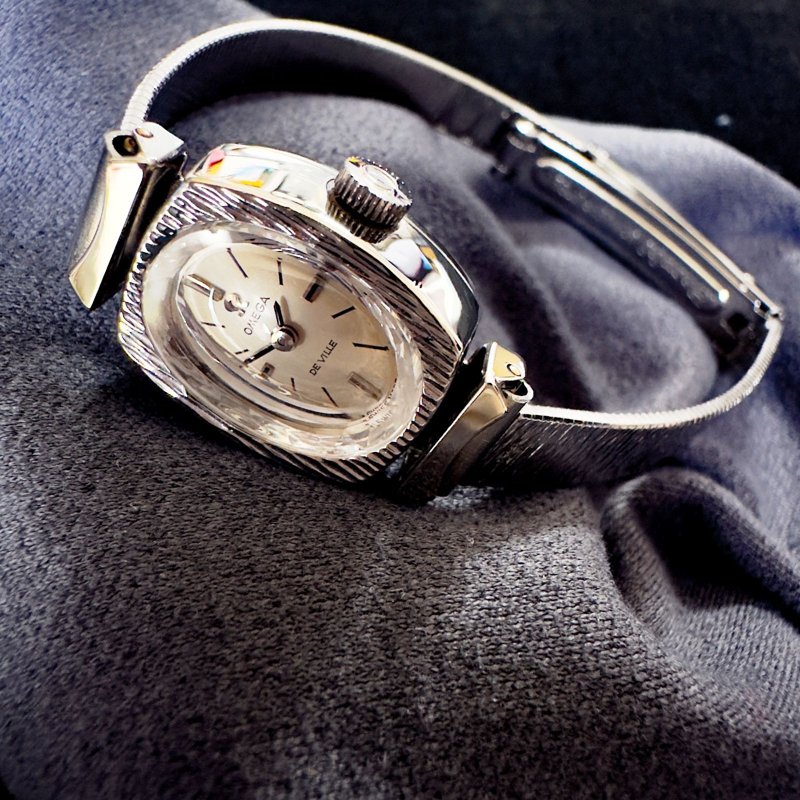 OH済 オメガ デビル cal.485 カットガラス OMEGA DeVille 1970年 レディース腕時計 手巻き アンティーク