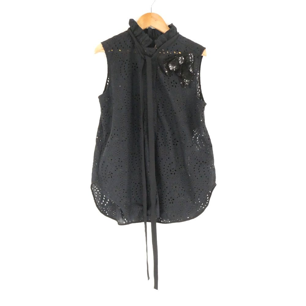 N°21 - 美品 N°21 ヌメロヴェントゥーノ リボンブローチ付き レース ブラウス ブラウス 42(M) コットン100％ ノースリーブ レディース AT1844A4 美品 N°21 ヌメロヴェントゥーノ リボンブローチ付き レース